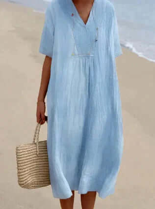 Women's Linen-Like Midi Dress