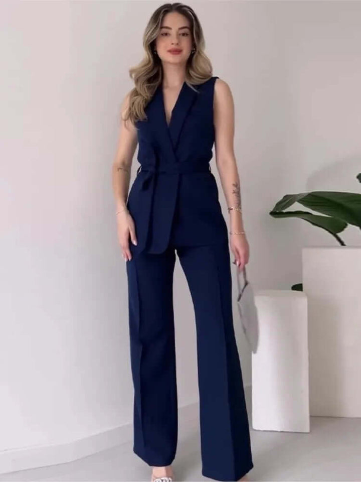 Women's Sleeveless Wide-Leg Suit