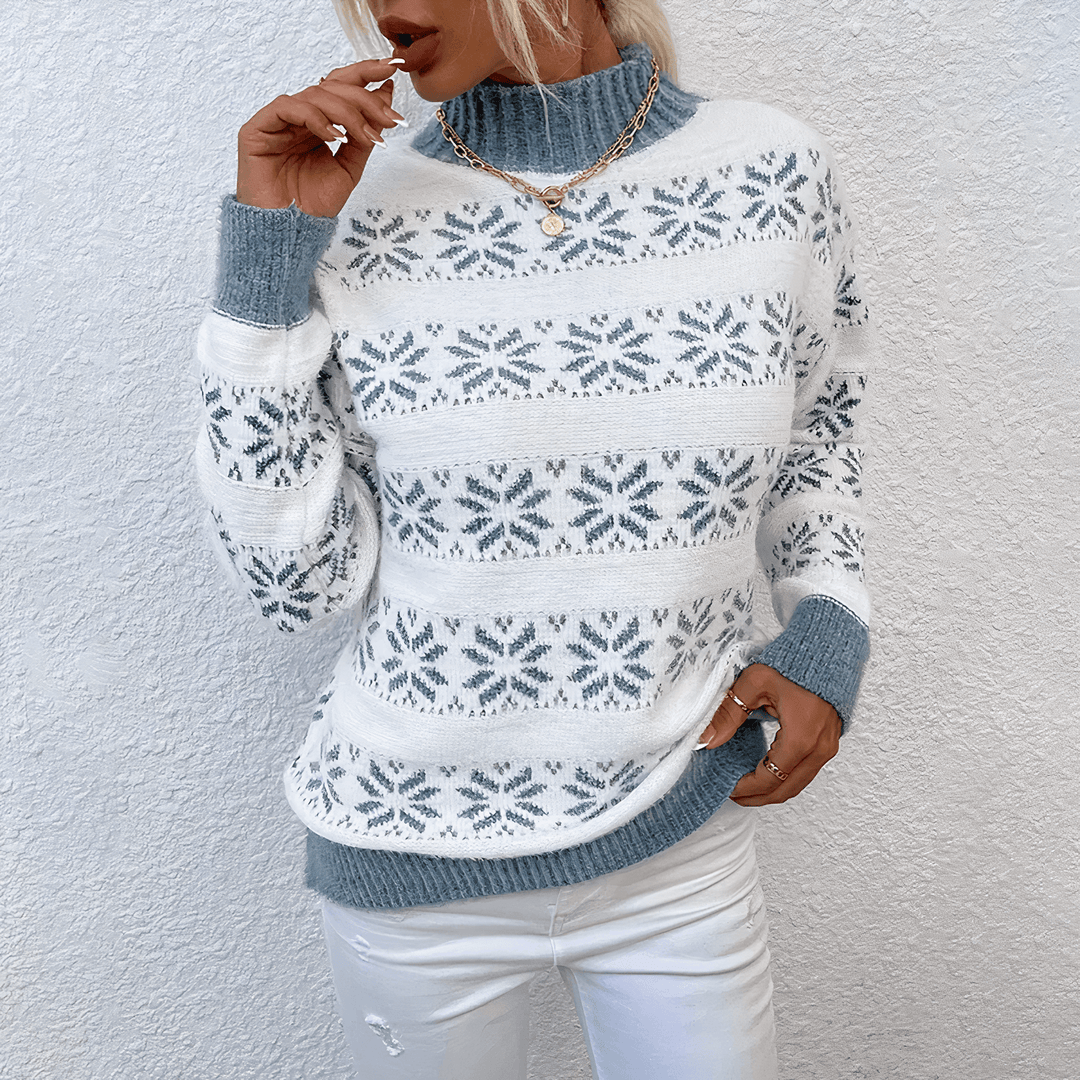 Women's Knitted Snowflake Turtleneck Sweater