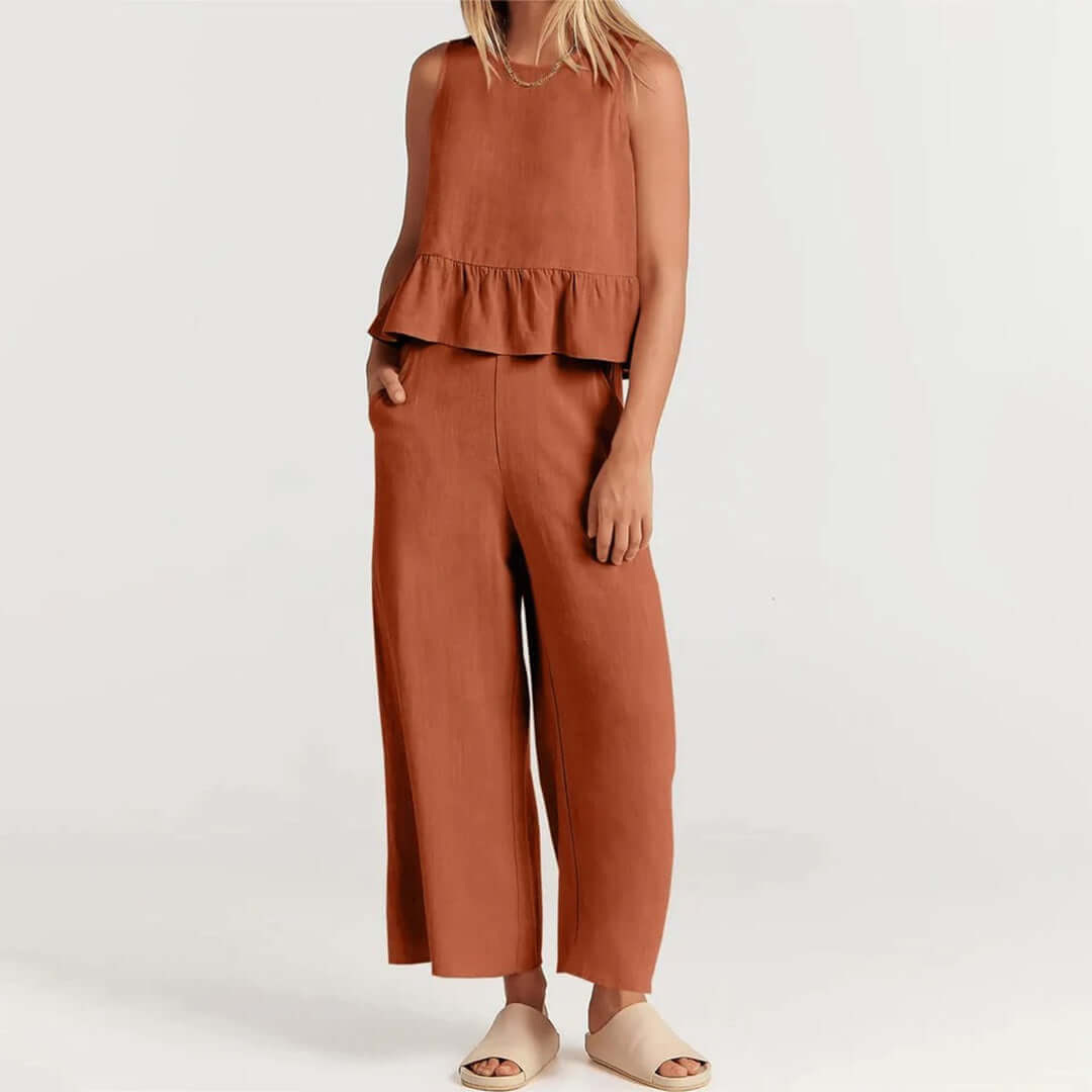 Women's Sleeveless Peplum Cropped Jumpsuit