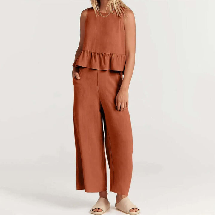 Women's Sleeveless Peplum Cropped Jumpsuit