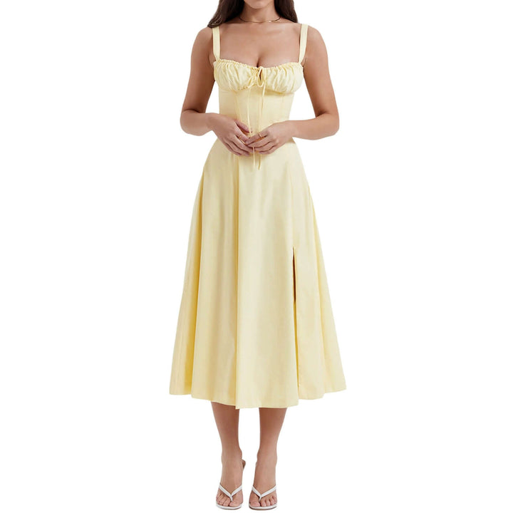 Women's Corset Midi Dress with Slit