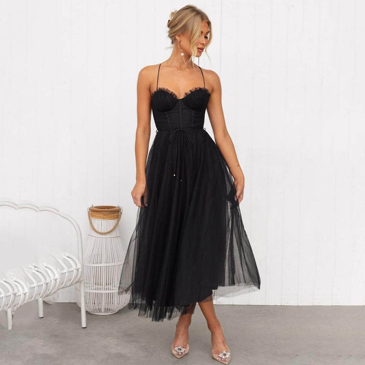 Women's Mesh Midi Evening Dress