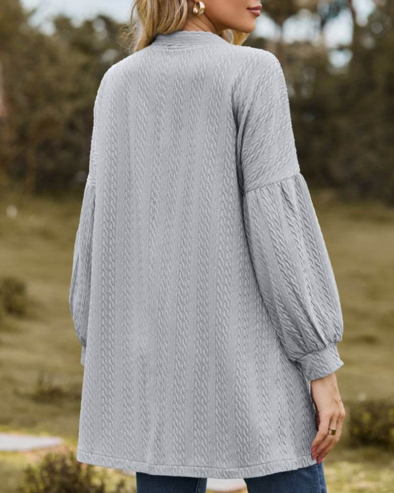 Women's Textured Lantern Sleeve Cardigan