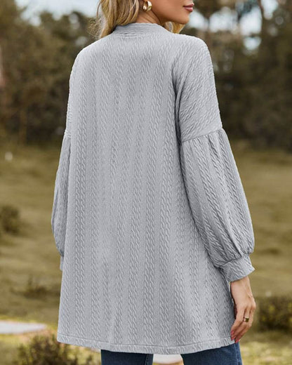 Women's Textured Lantern Sleeve Cardigan