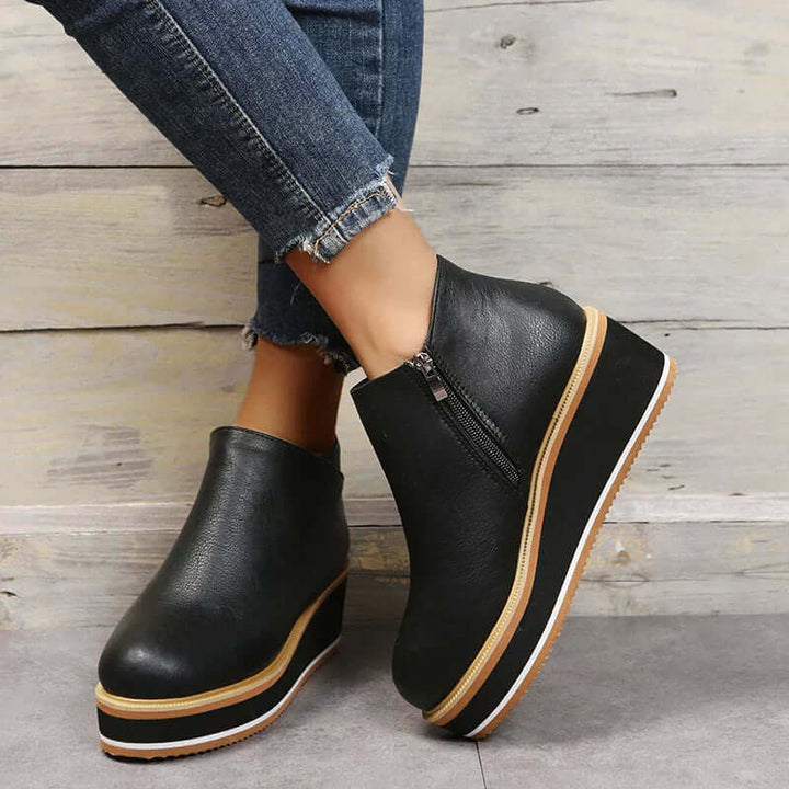 Women's Platform Ankle Boots with Zip