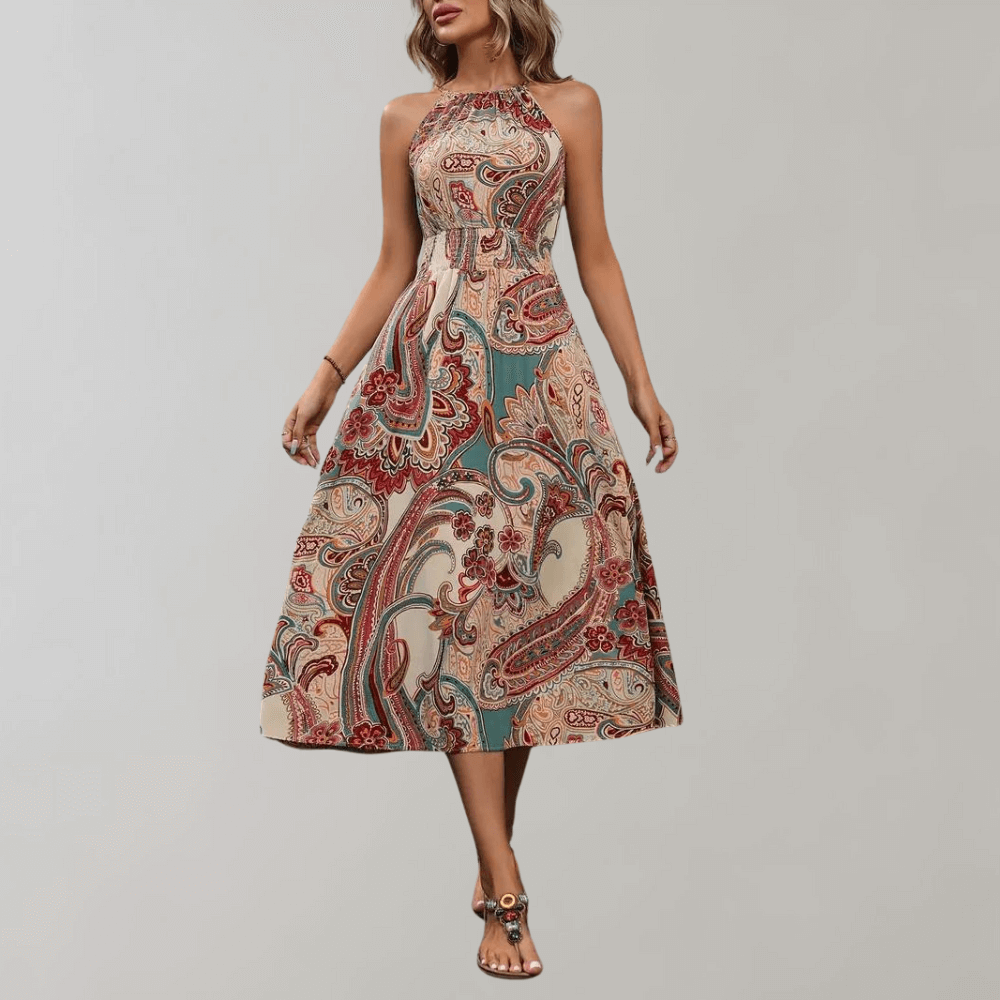 Women's Boho Paisley Print Maxi Dress