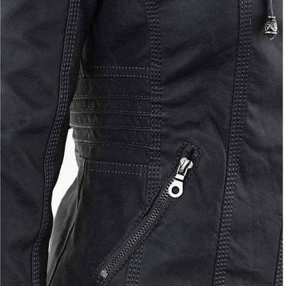 Women's Slim Fit PU Leather Zip-Up Hoodie