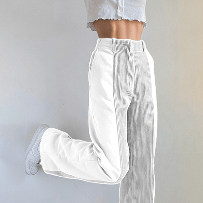 Women's High-Waisted Corduroy Wide Leg Trousers