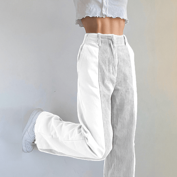 Women's High-Waisted Corduroy Wide Leg Trousers