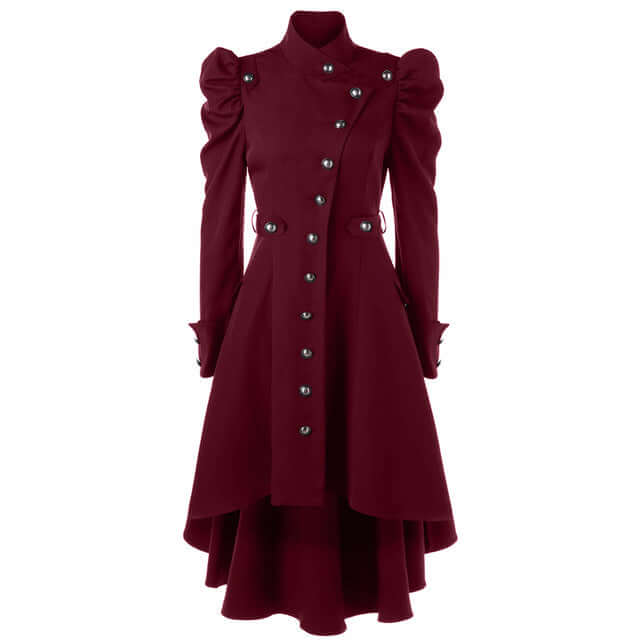 Women's Retro Midi Jacket with Standing Collar