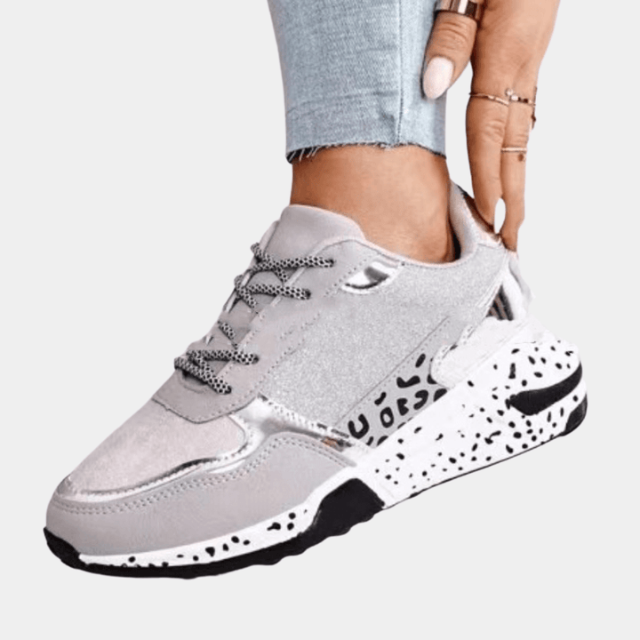 Women's Glitter Suede Trainers with Chunky Speckled Sole