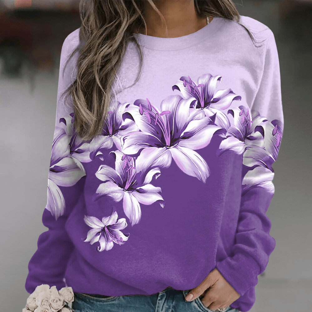 Women's Floral Print Relaxed Fit Sweatshirt