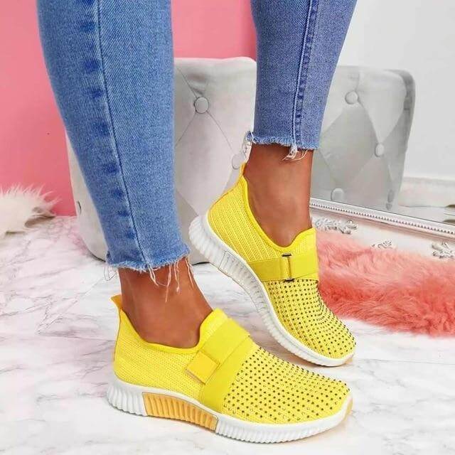 Women's Slip-On Velcro Trainers - Comfortable Walking Shoes