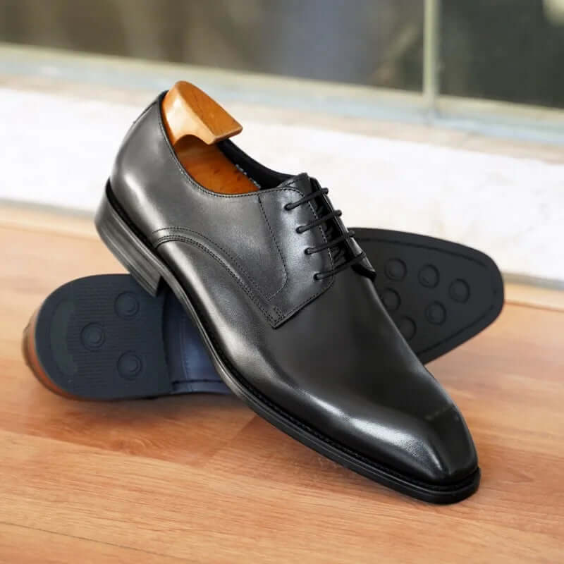 Men's Formal Leather Oxford Shoes with Closed Lacing