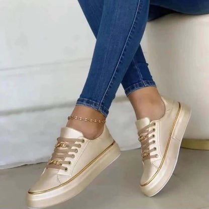 Women's White & Gold Trainers