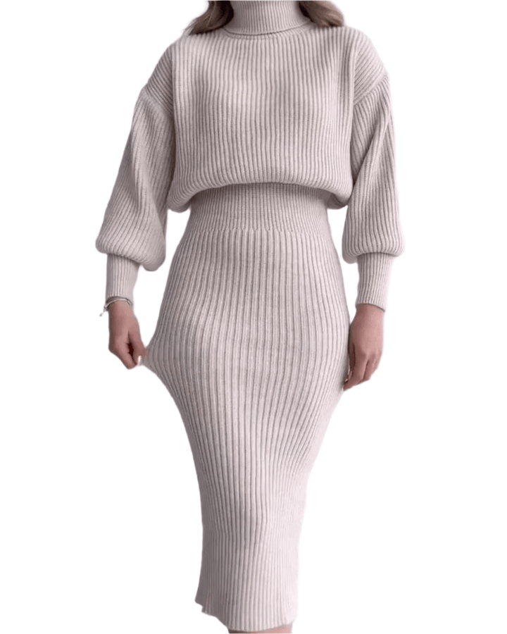 Ribbed Sweater Dress - Elegant