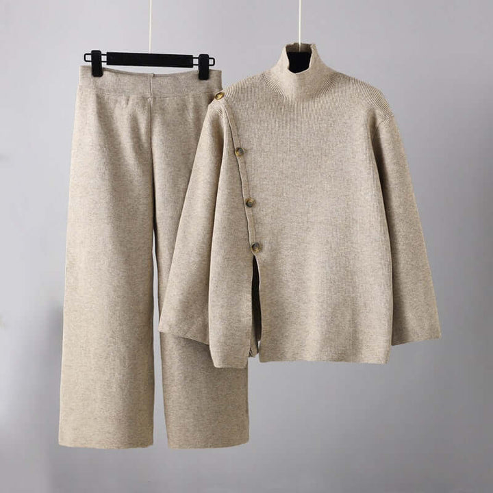 Women's Knitted Set with High Collar