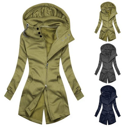 Women's Slim Fit Hoodie Turtleneck Jacket