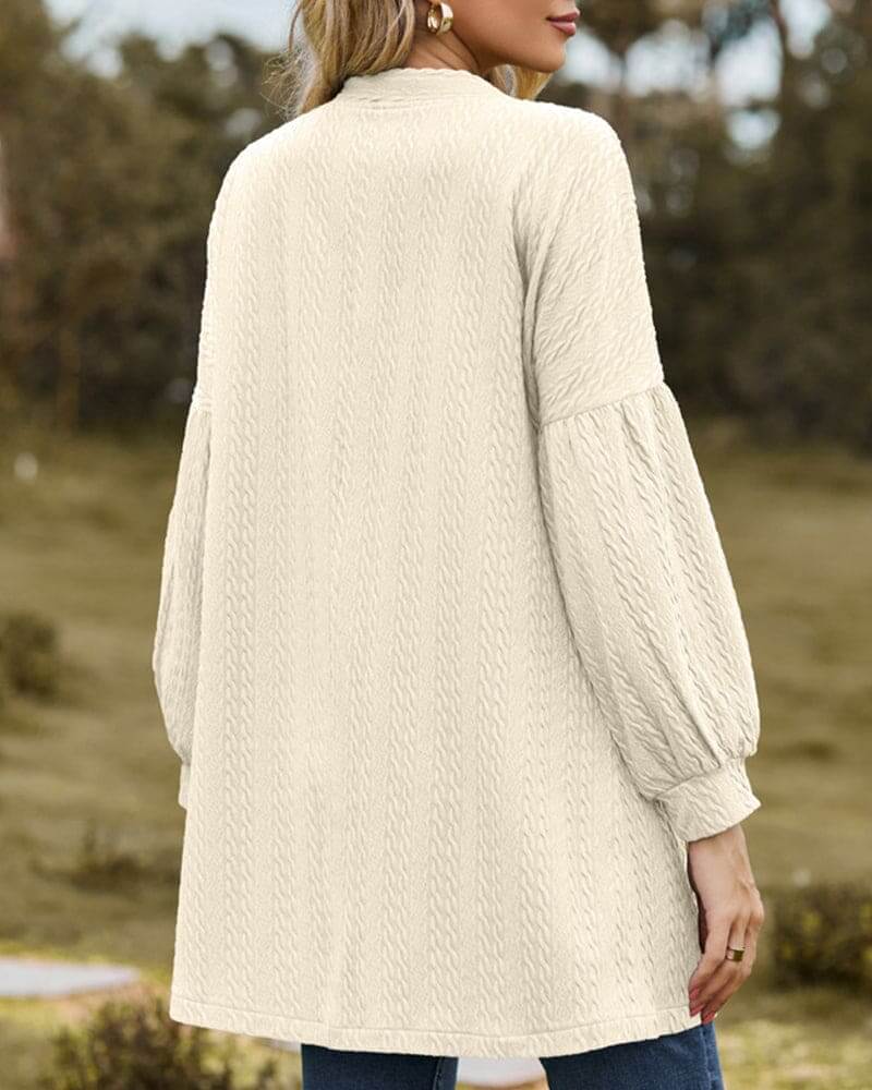 Women's Textured Lantern Sleeve Cardigan