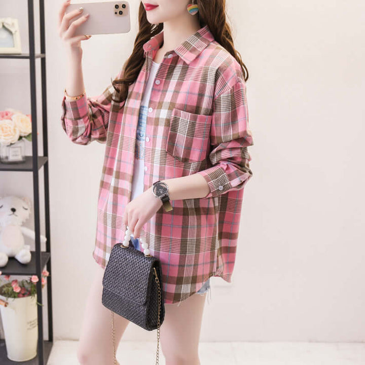 Women's Plaid Long Sleeve Shirt