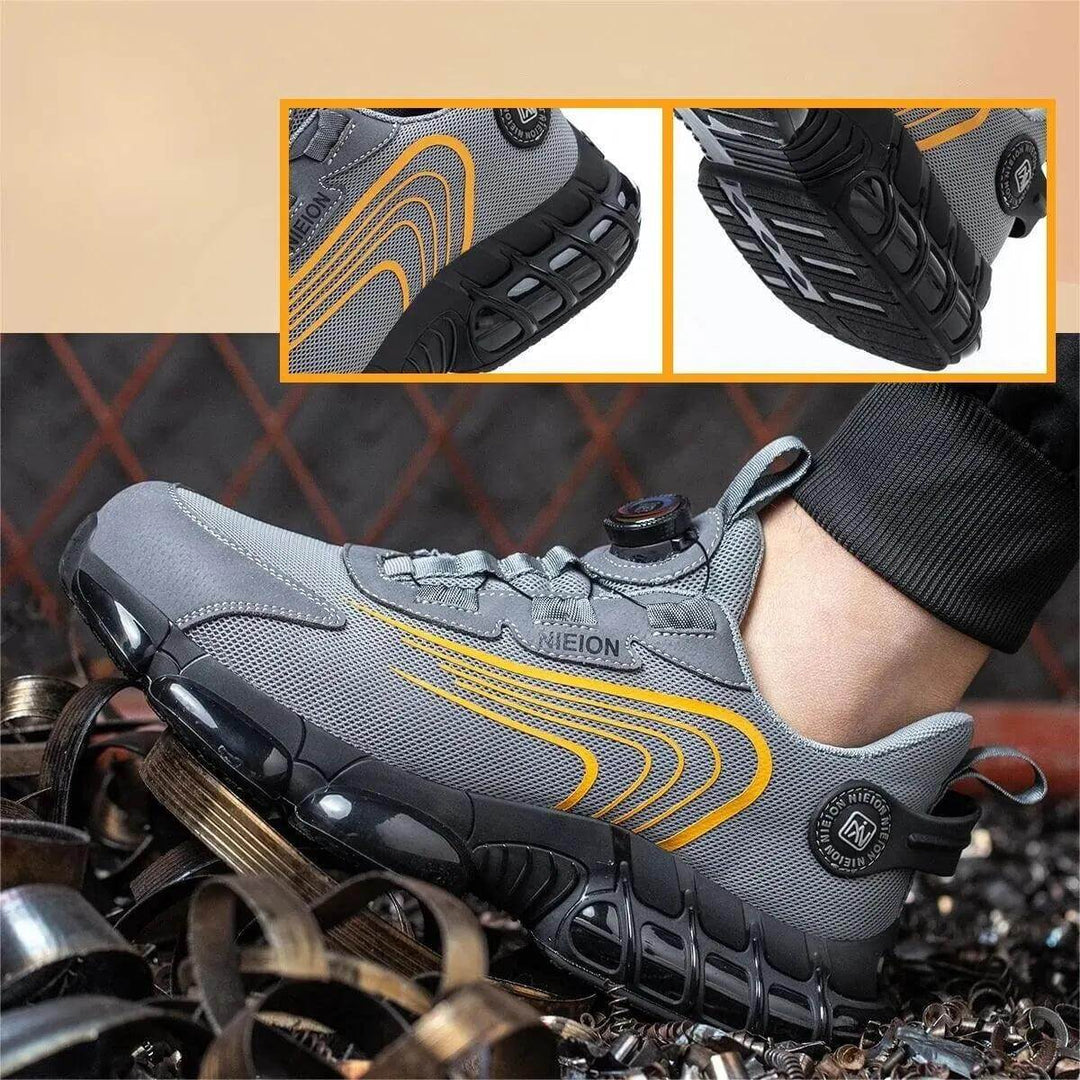 Men's Steel Toe Work Safety Shoes with Rotating Buckle