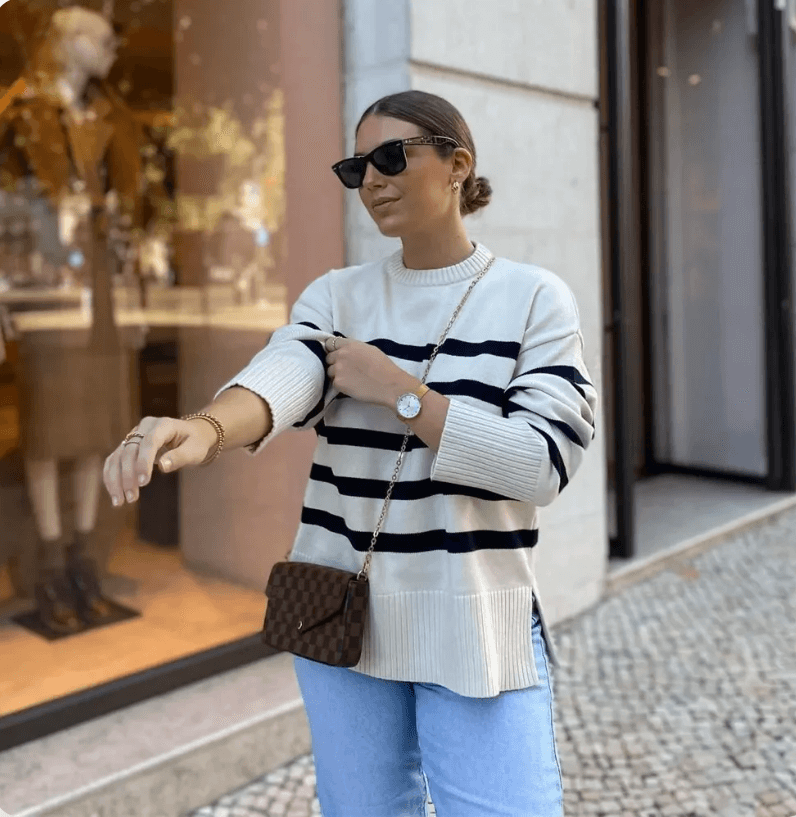 Women's Oversized Striped Knitted Jumper
