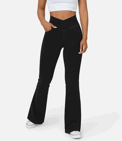 Women's High-Waisted Elasticated Flared Jeans