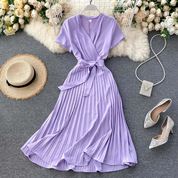 Women's Elegant Pleated Midi Dress