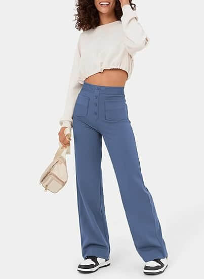 High-Waisted Straight Leg Trousers