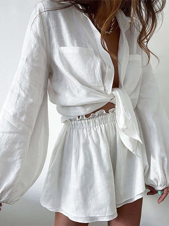 Two-Piece Cotton Blend Wrap Dress