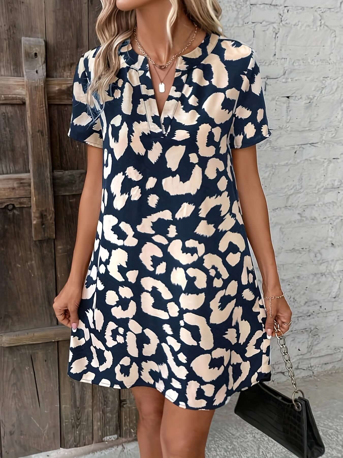 Leopard Print V-Neck Dress