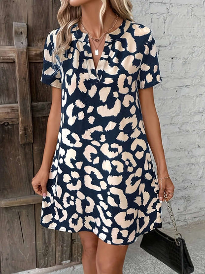 Leopard Print V-Neck Dress