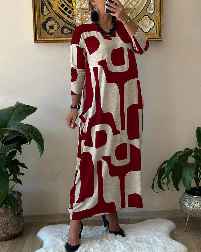 Women's Trendy Print Long Sleeve Dress