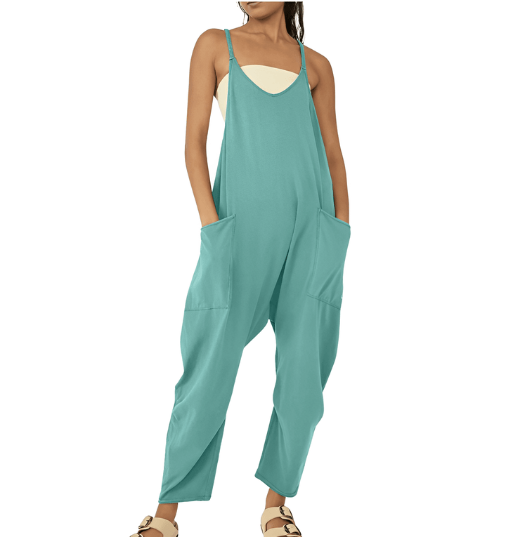 Women's Sleeveless Casual Jumpsuit with Pockets