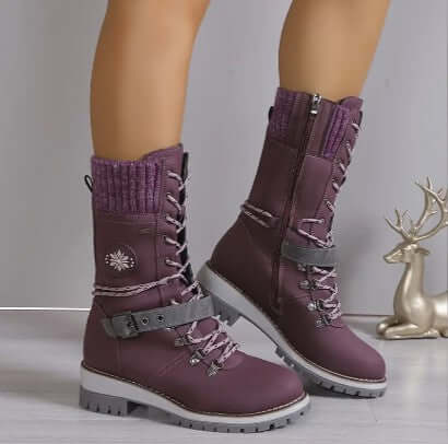 Women's Warm High-Top Winter Boots with Knitted Cuff