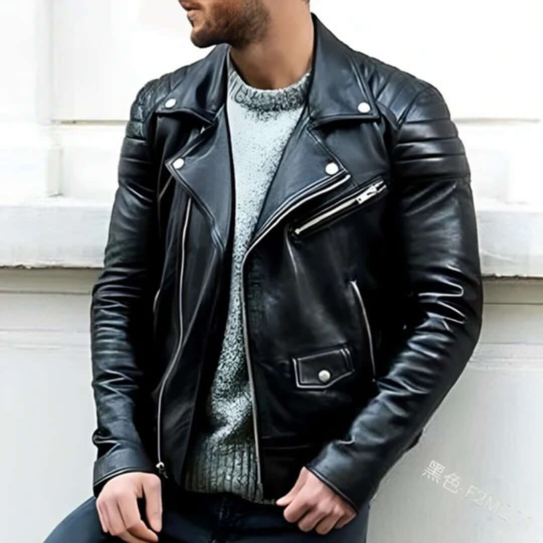 Men's Leather Biker Jacket