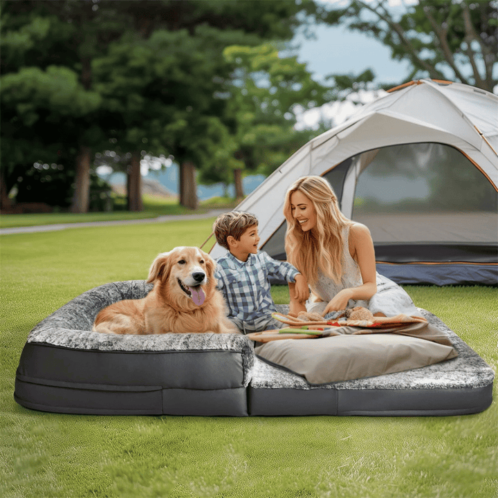 Foldable calming pet bed with plush bolsters, ideal for bonding with pets. Lightweight, spacious, and easy to maintain.