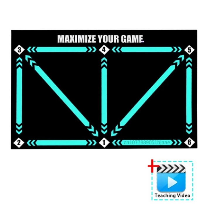 "Football Pro Youth Training Mat for home use, 90cm x 60cm, enhances skills with video program and high-friction surface."