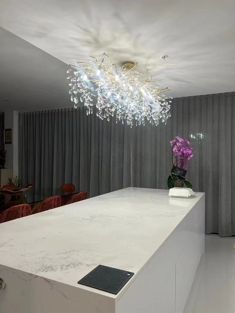 French style crystal chandelier with elegant branches and crystal detailing, perfect for luxury interiors, enhancing home déc
