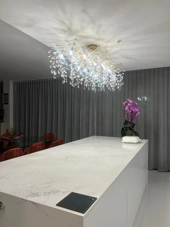French style crystal chandelier with elegant branches and crystal detailing, perfect for luxury interiors, enhancing home déc