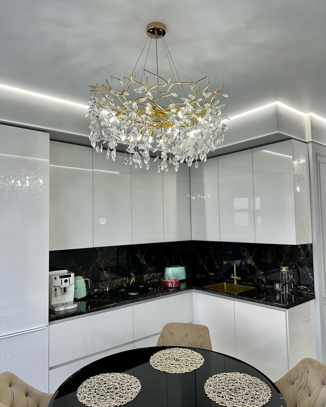 French style crystal chandelier with elegant branches and crystal detailing, perfect for luxury interiors, enhancing home déc