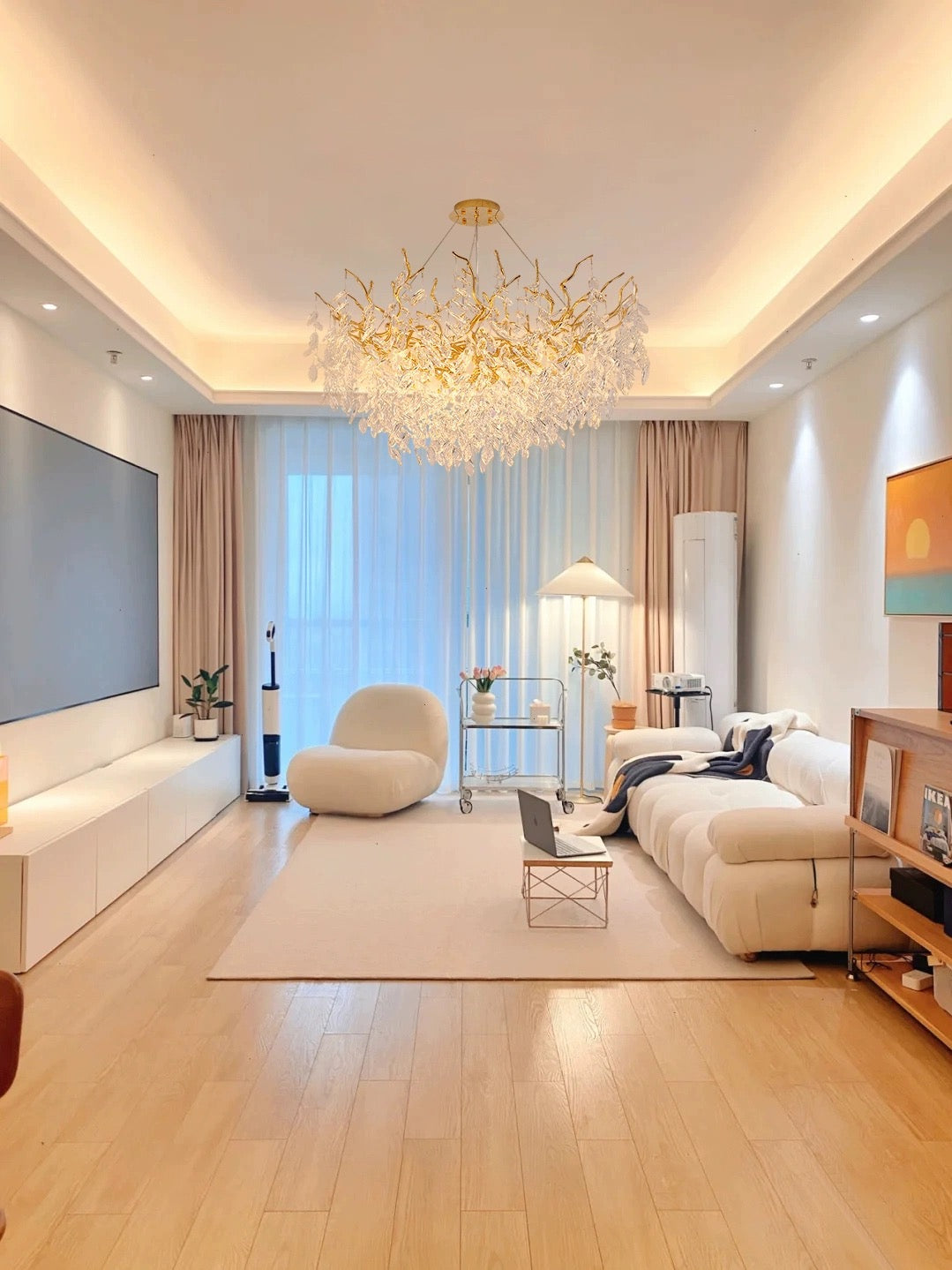 French style crystal chandelier with elegant branches and crystal detailing, perfect for luxury interiors, enhancing home déc