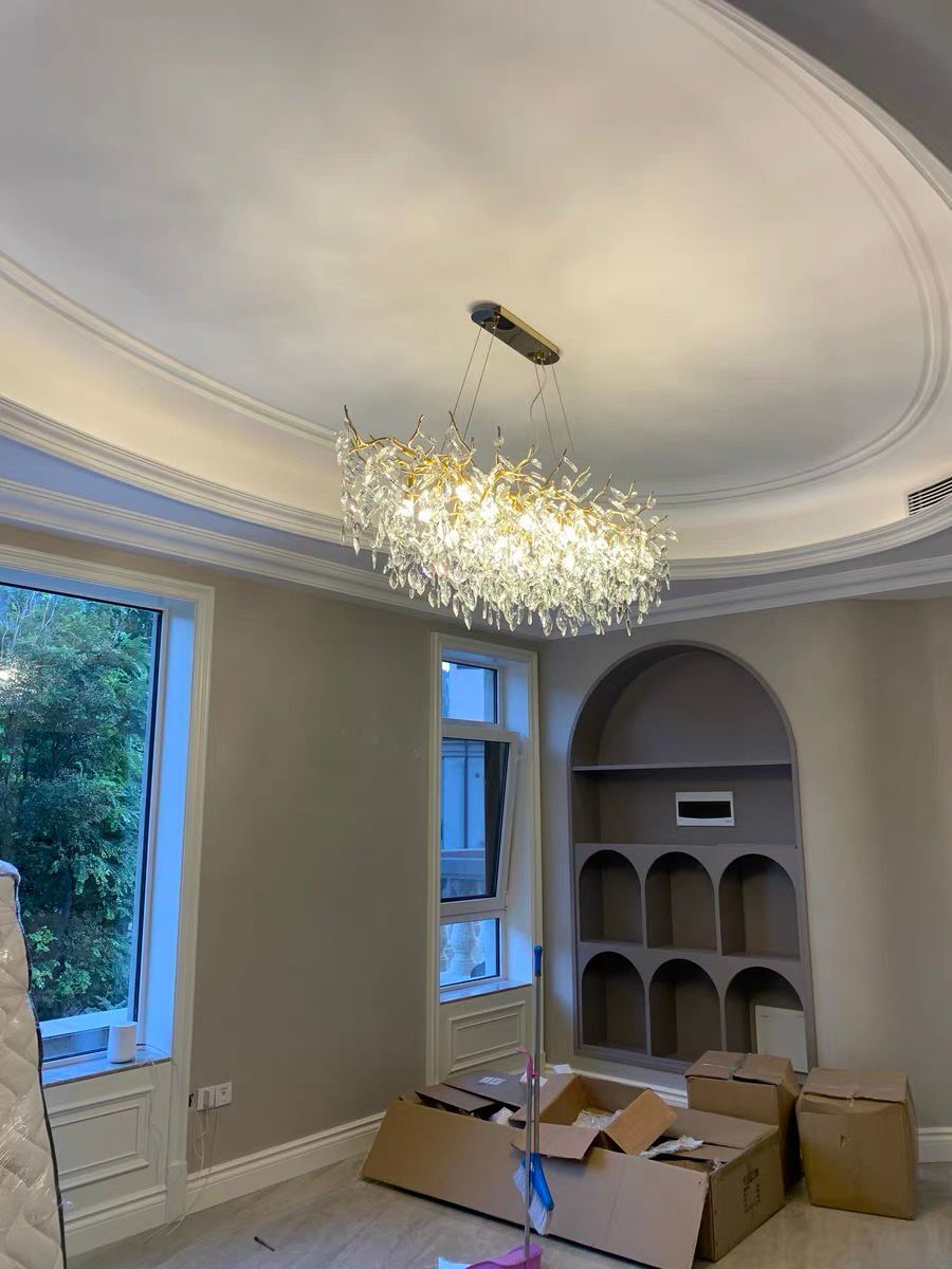 French style crystal chandelier with elegant branches and crystal detailing, perfect for luxury interiors, enhancing home déc