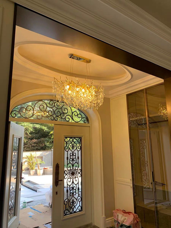 French style crystal chandelier with elegant branches and crystal detailing, perfect for luxury interiors, enhancing home déc