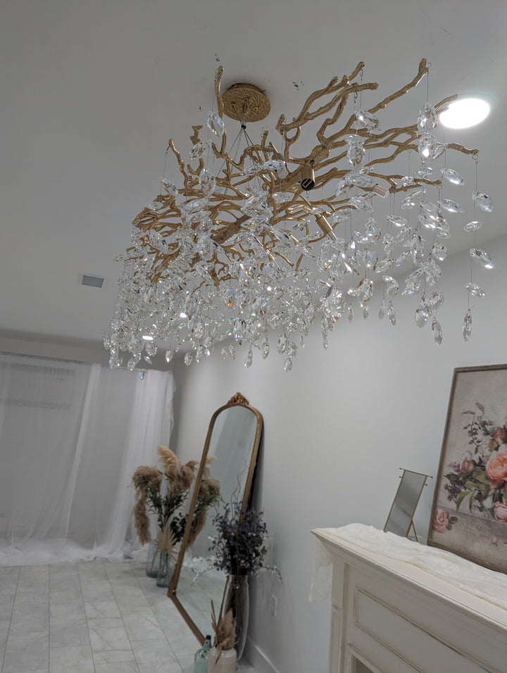 French style crystal chandelier with elegant branches and crystal detailing, perfect for luxury interiors, enhancing home déc