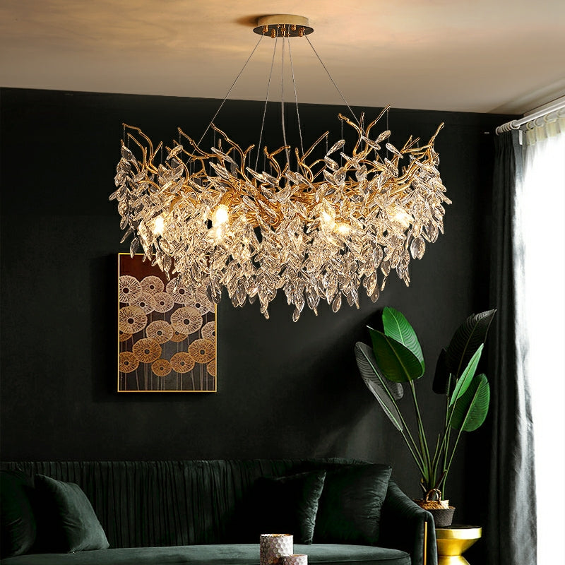 French style crystal chandelier with elegant branches and crystal detailing, perfect for luxury interiors, enhancing home déc