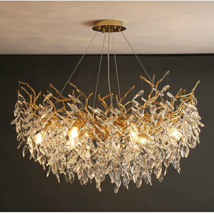 French style crystal chandelier with elegant branches and crystal detailing, perfect for luxury interiors, enhancing home déc