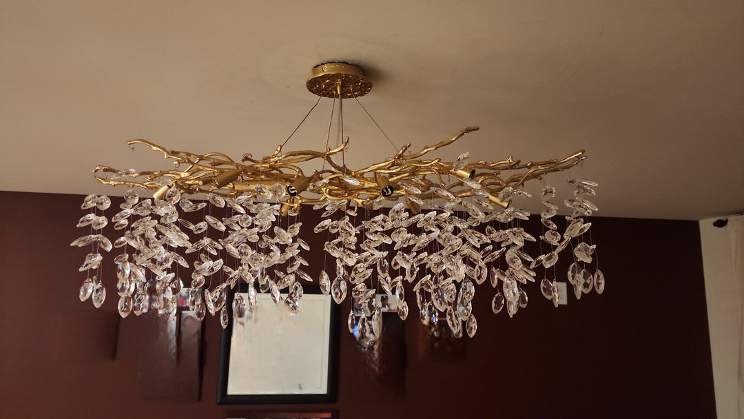 French style crystal chandelier with elegant branches and crystal detailing, perfect for luxury interiors, enhancing home déc