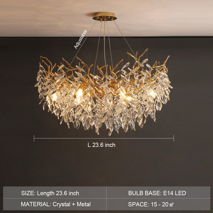 French style crystal chandelier with elegant branches and crystal detailing, perfect for luxury interiors, enhancing home déc